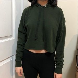 Cropped Dark Green H&M Hoodie